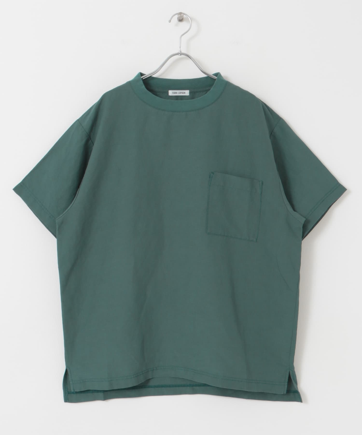 FORK&SPOON / 混麻料短袖T恤(煙燻藍色-4-其他藍色)