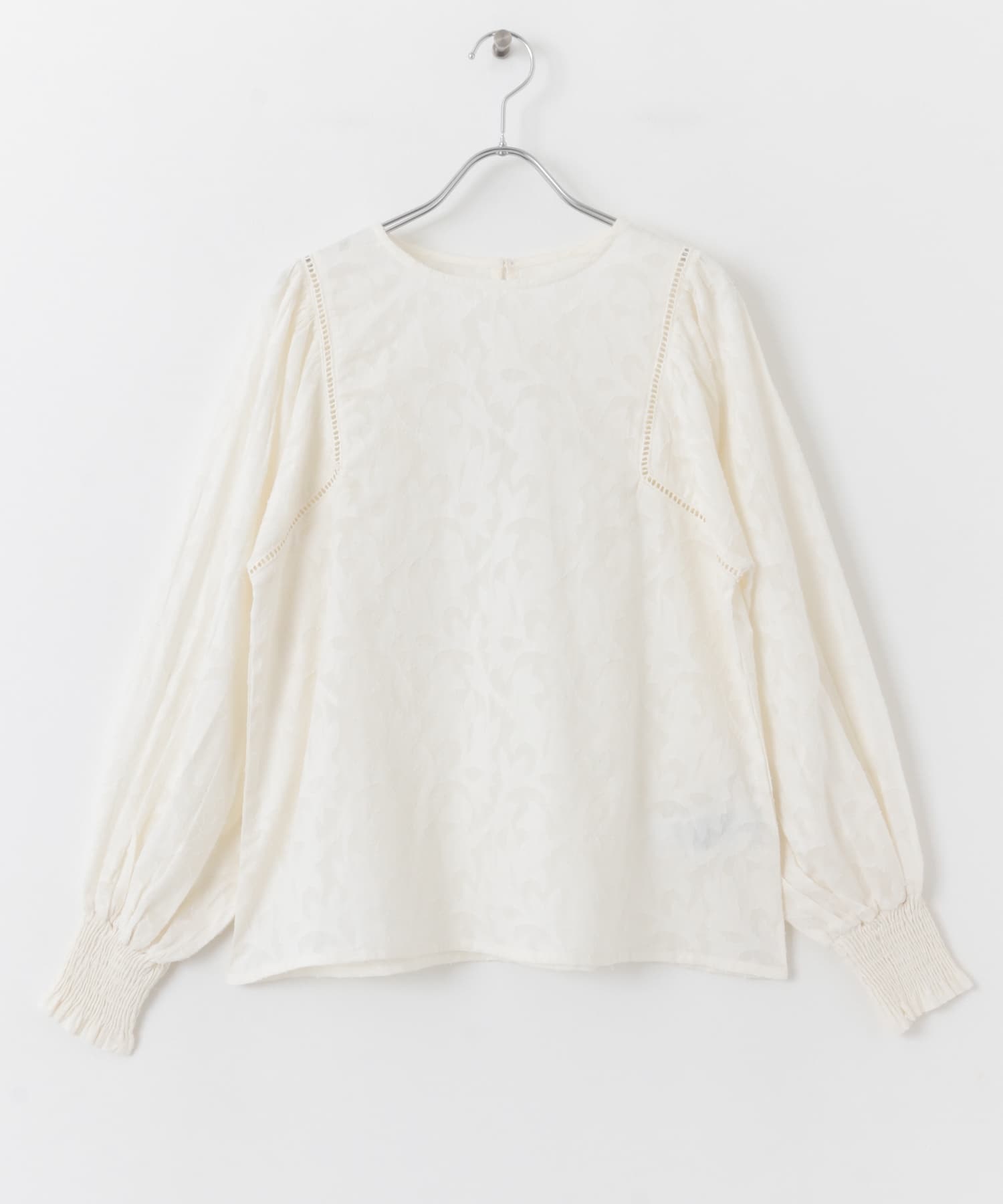 棉質植物緹花罩衫(米色-FREE-OFF WHITE)