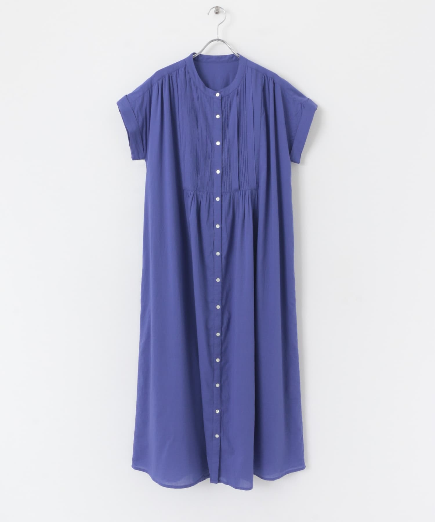 空氣感棉質細褶洋裝(藍色-FREE-BLUE)