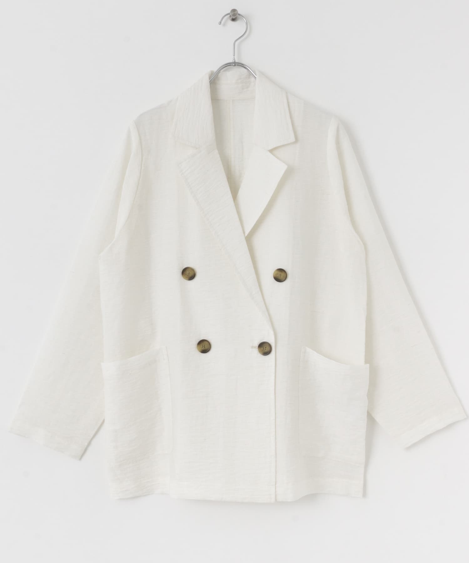 輕盈透膚襯衫式西裝外套(米色-FREE-OFF WHITE)