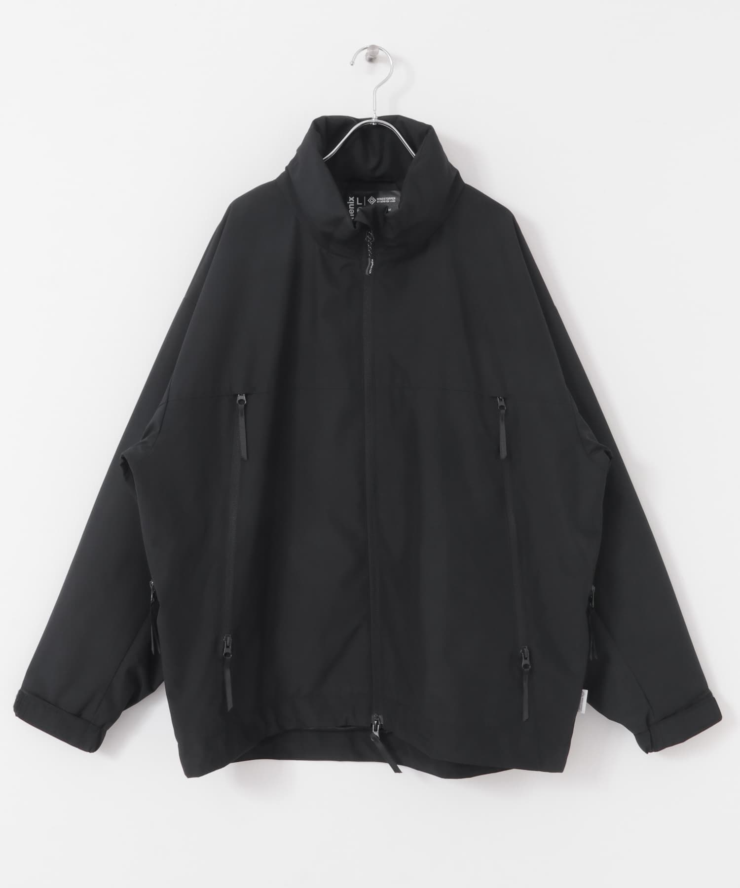 【別注】+phenix / WINDSTOPPER by GORE-TEX LABS 2WAY 立領連帽夾克(黑色-M-BLACK)