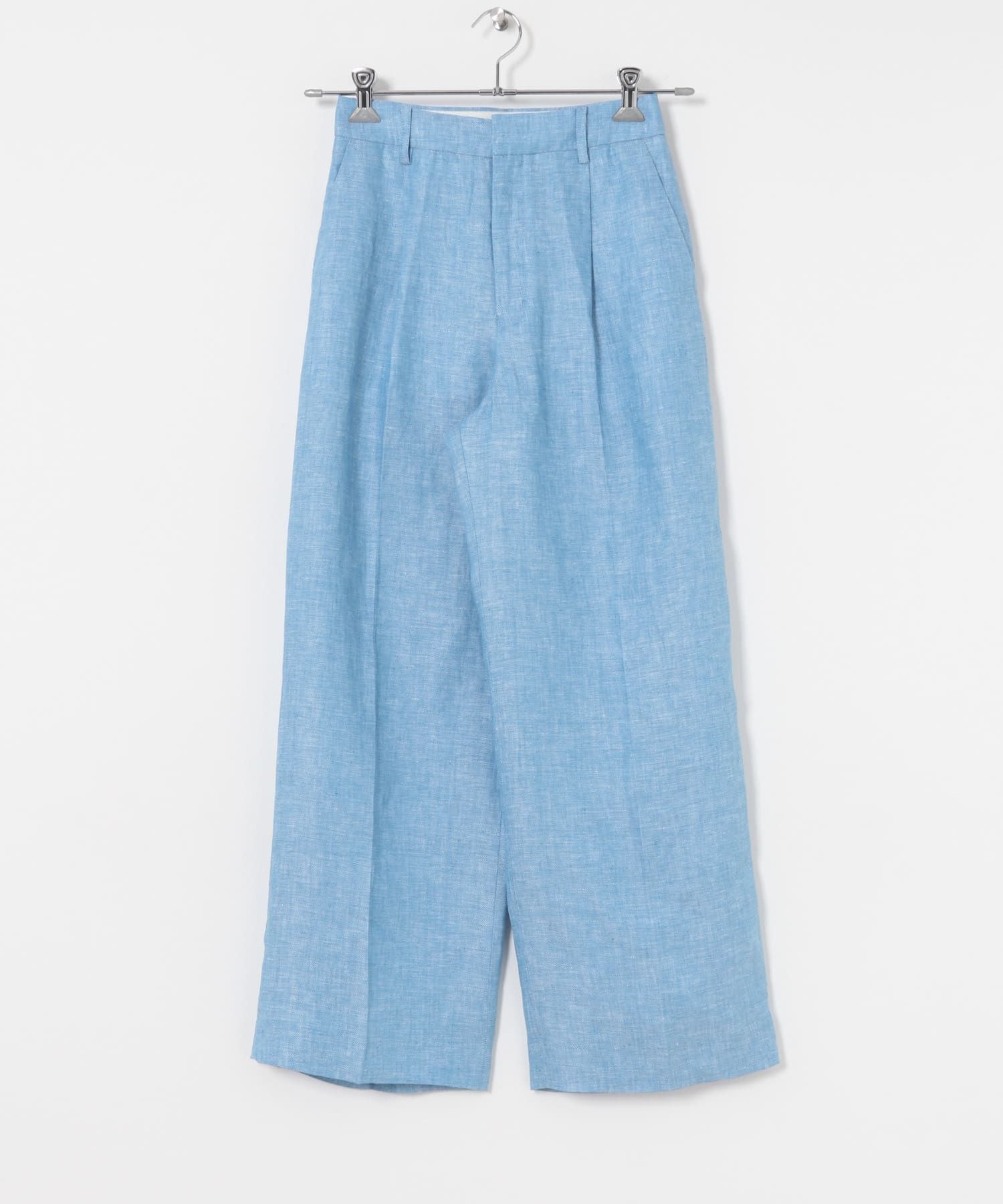 亞麻寬褲(藍色-40-BLUE)