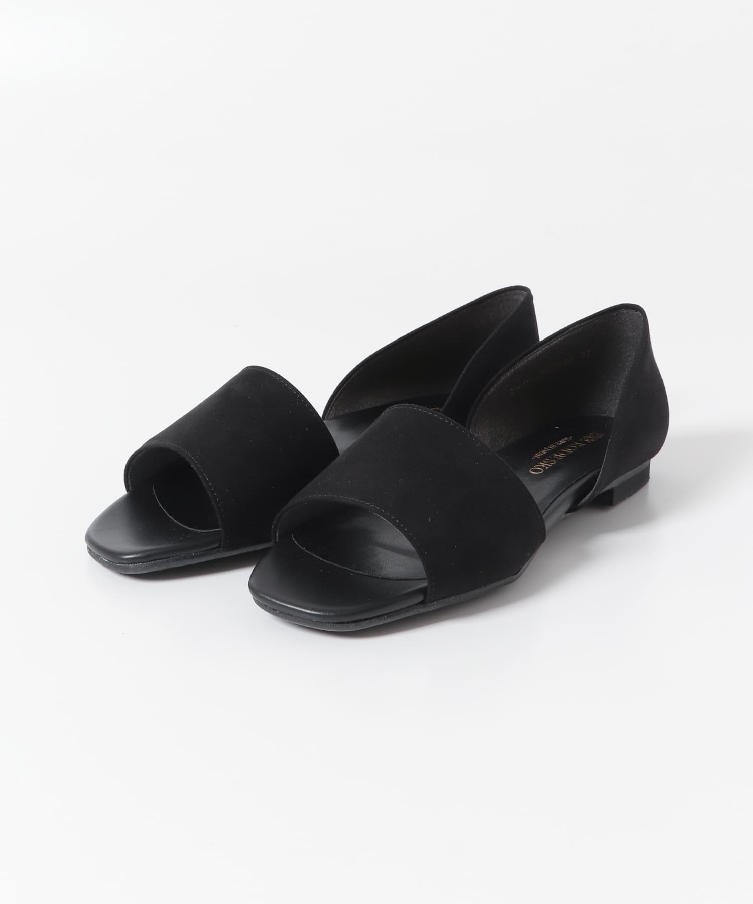 日本製寬帶平底涼鞋(黑色-37-BLACK)