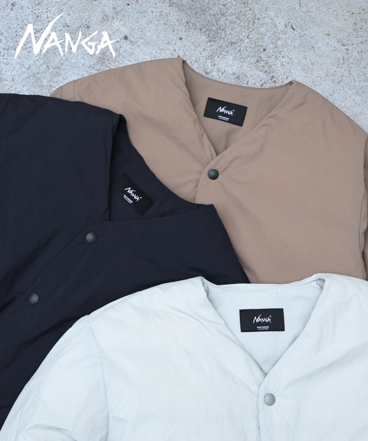 【別注】NANGA / INNER DOWN CARDIGAN 防水無領羽絨外套